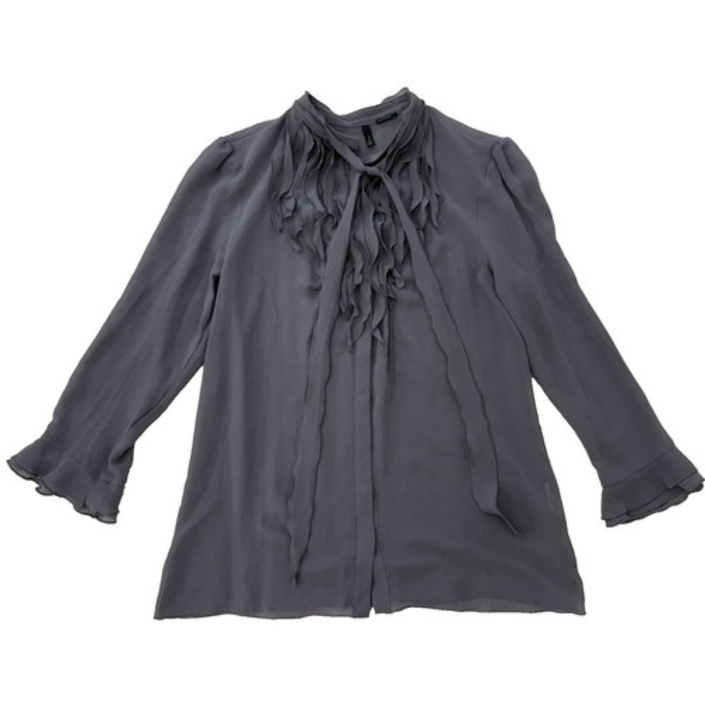 Stile Benetton Gray Silk Blouse Size Medium